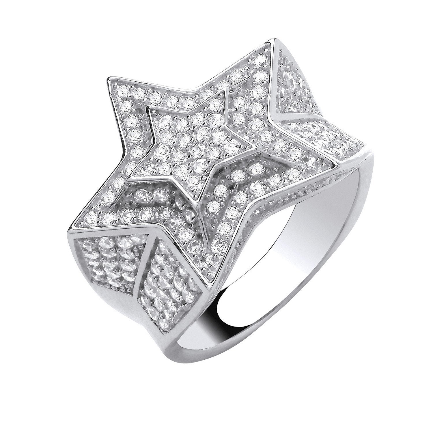 Silver 3d Star Ring - Fine Ring - Certified Authentic - Swiss Made - UK Stock - Insured Deliv – Luxury Jewellery by Im